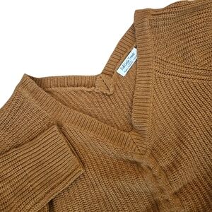 Full Circle Trend Woman's‎ Cropped Tan Sweater with Cinched Tie Front Sz Medium